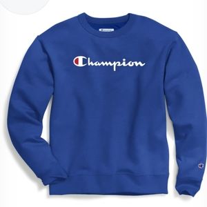 CHAMPION POWERBLEND FLEECE CREW, SCRIPT LOGO